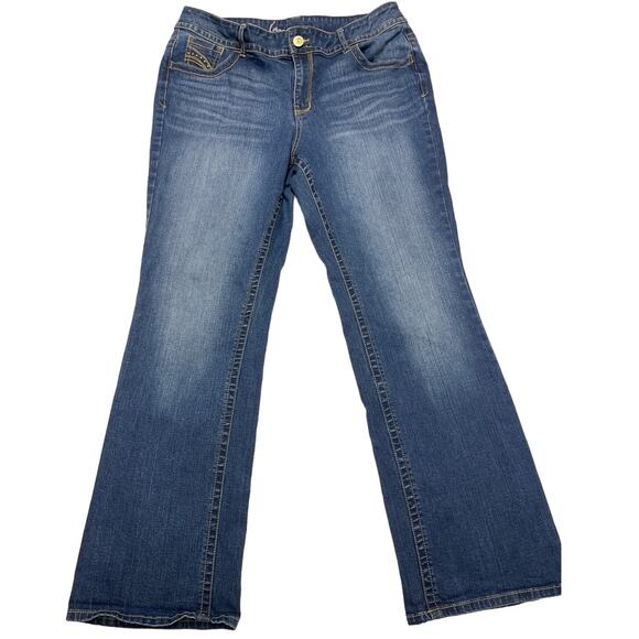 Lane Bryant Slim Boot Cut Jeans, Genius Fit, Med Wash, Stretch, Beads, Size 18 - Picture 3 of 6